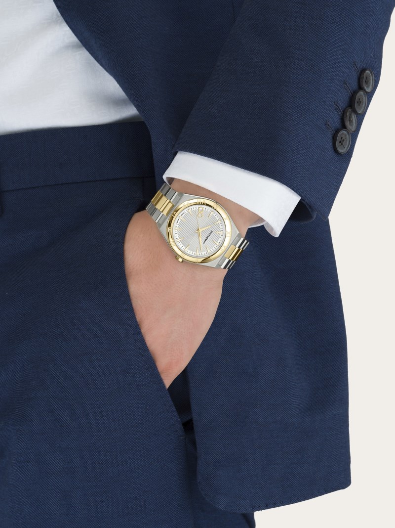 Ferragamo | Men's Vega Upper East Watch - Steel/Ip Yellow Gold/White