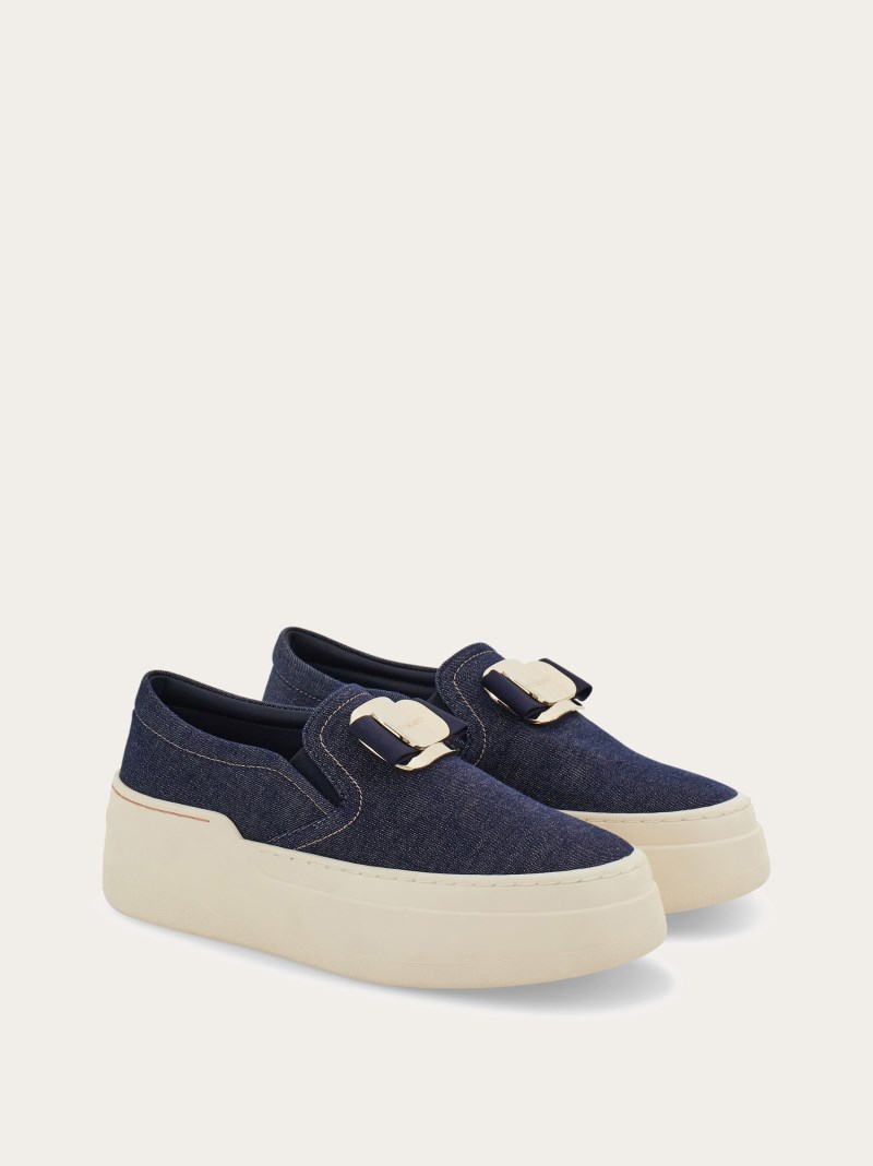 Ferragamo | Women's New Vara Plate Slip On - Navy Blue