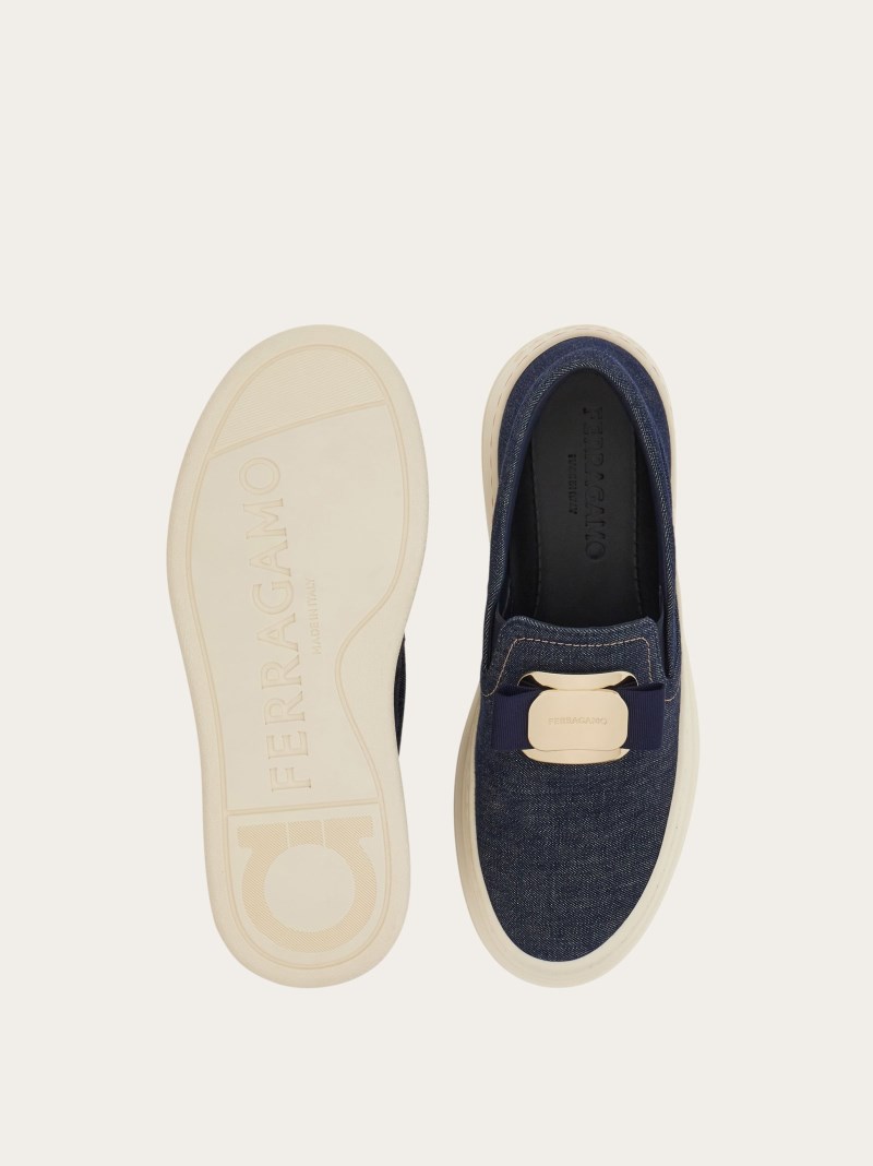 Ferragamo | Women's New Vara Plate Slip On - Navy Blue