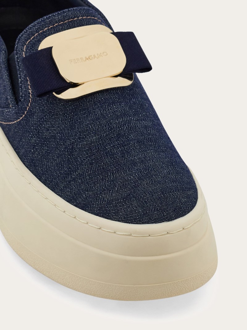 Ferragamo | Women's New Vara Plate Slip On - Navy Blue