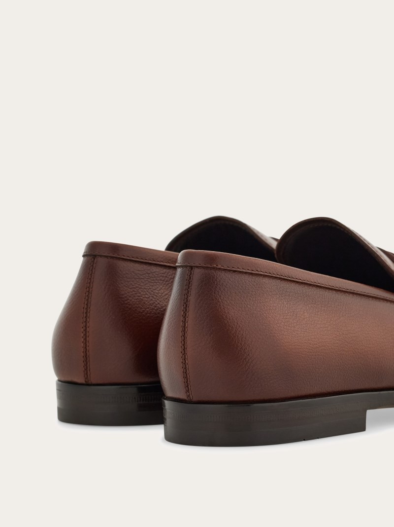 Ferragamo | Men's Moccasin With Gancini Ornament - Brown