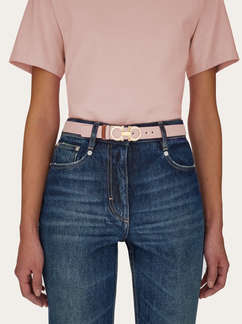 Ferragamo | Women's Reversible And Adjustable Gancini Belt - Pink/Cognac