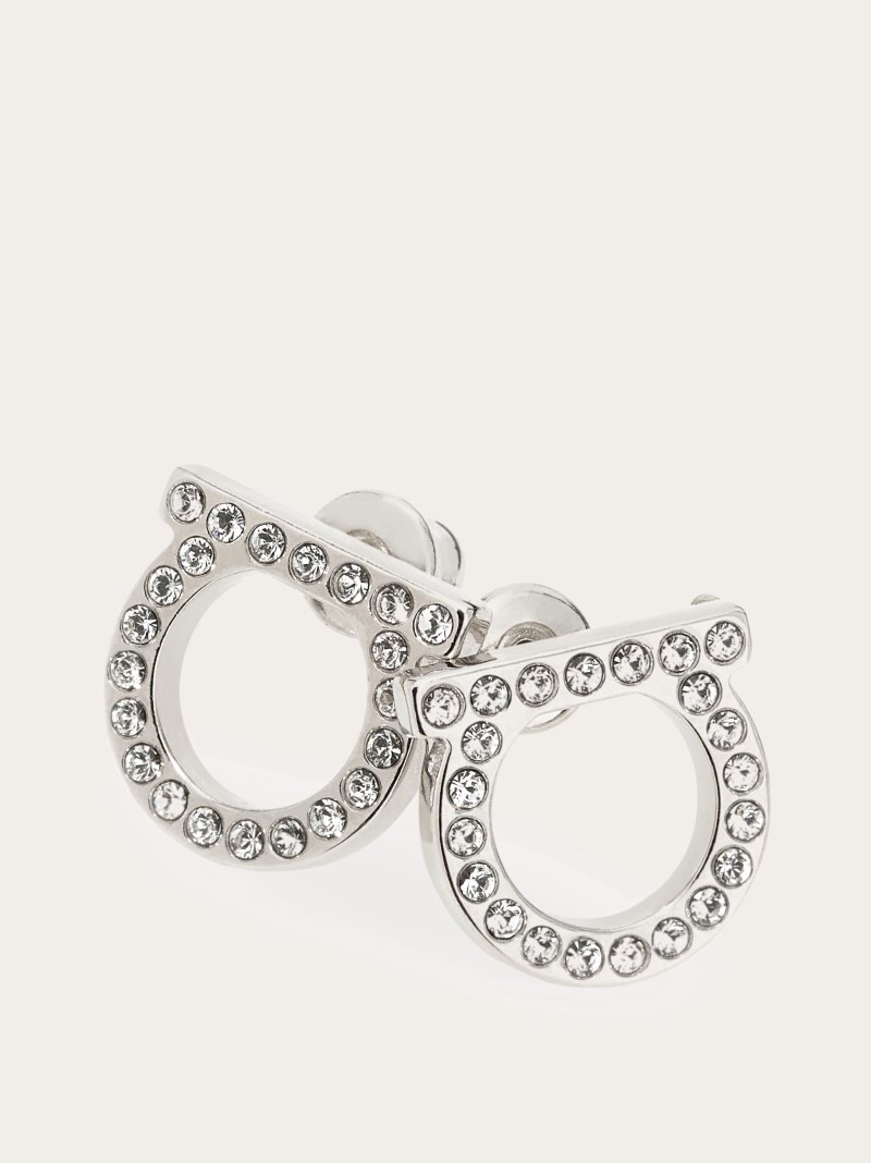 Ferragamo | Women's Gancini Crystals Earrings - Palladium (L)