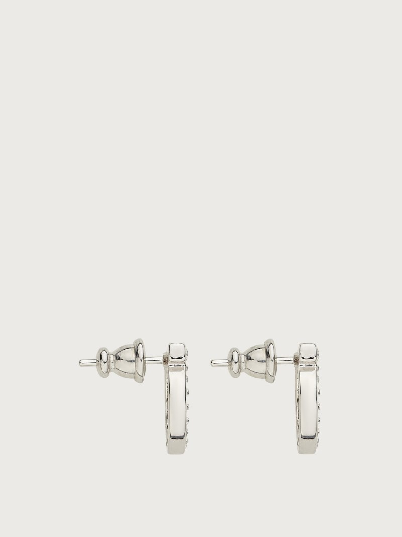 Ferragamo | Women's Gancini Crystals Earrings - Palladium (L)