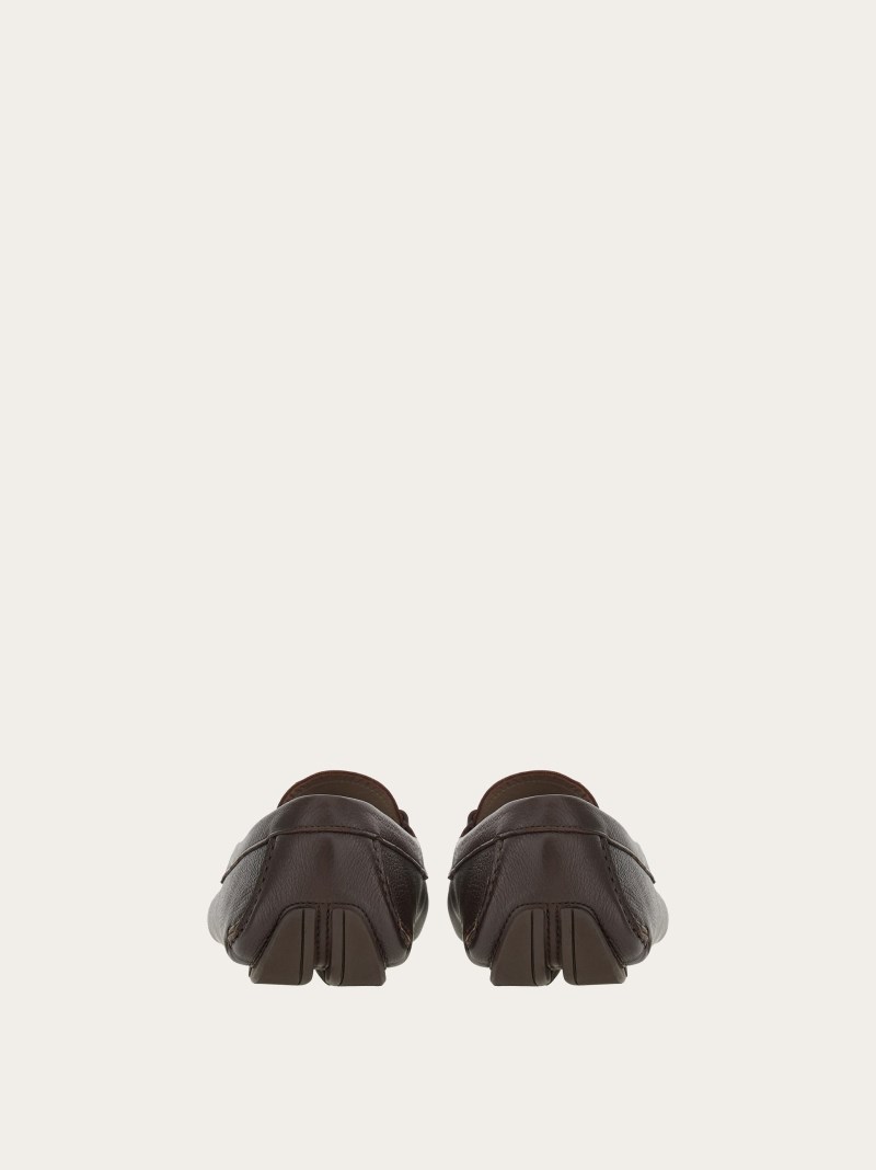 Ferragamo | Men's Driver With Gancini Ornament - Brown