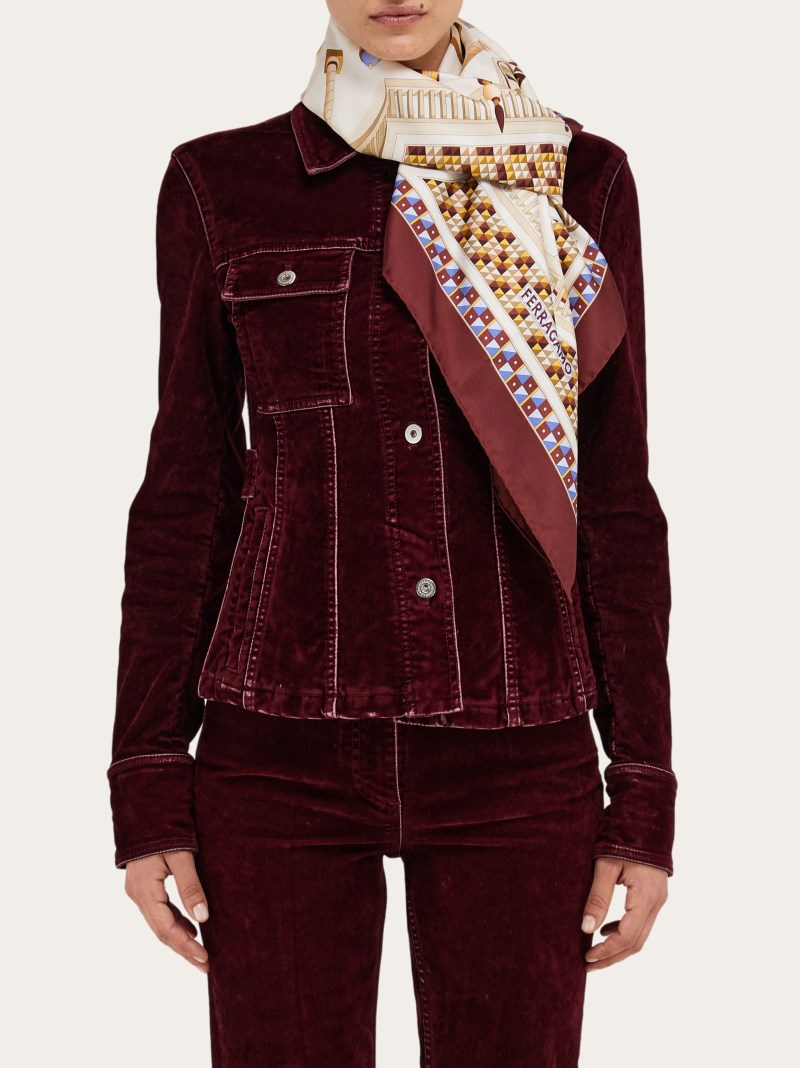 Ferragamo | Women's Nadir Print Silk Scarf - Bordeaux/Stone