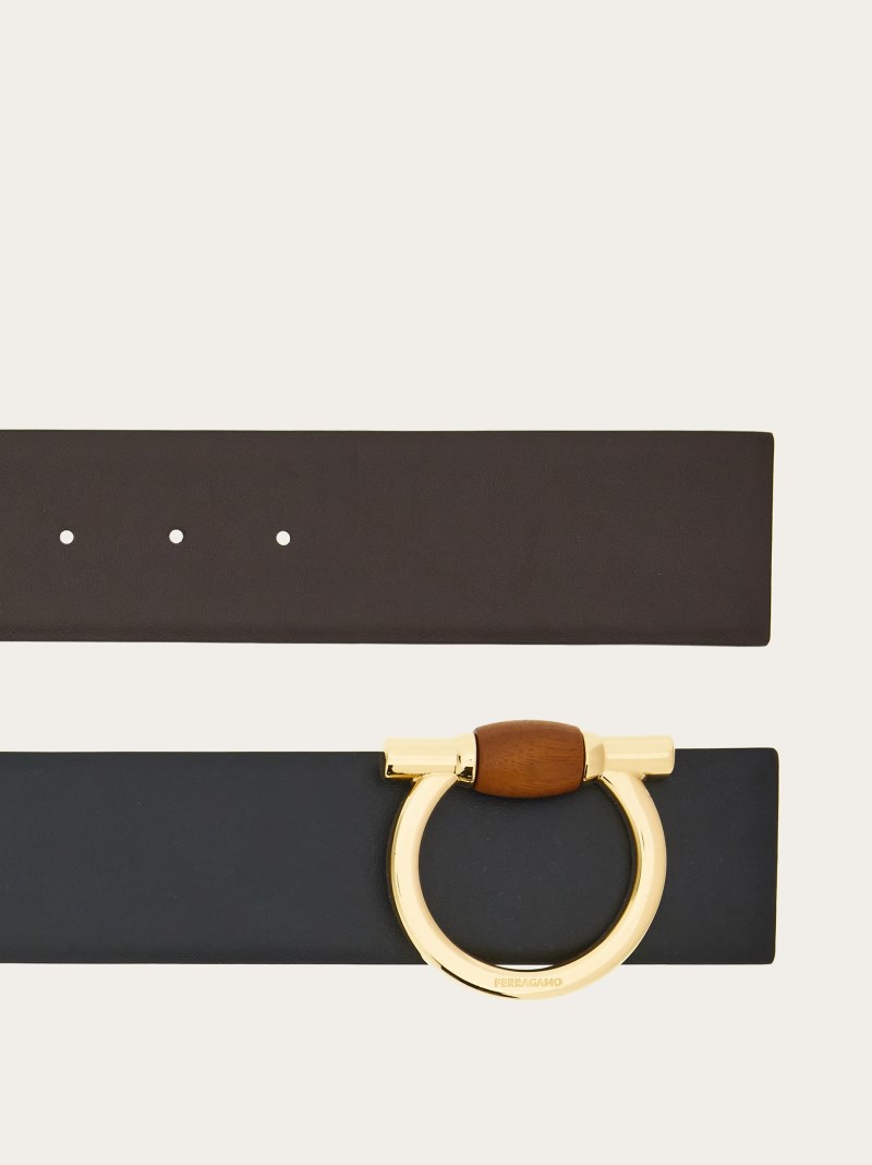 Ferragamo | Women's Reversible Gancini Belt - Black/Testa Di Moro