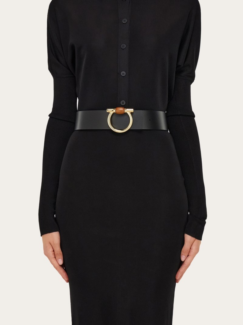Ferragamo | Women's Reversible Gancini Belt - Black/Testa Di Moro