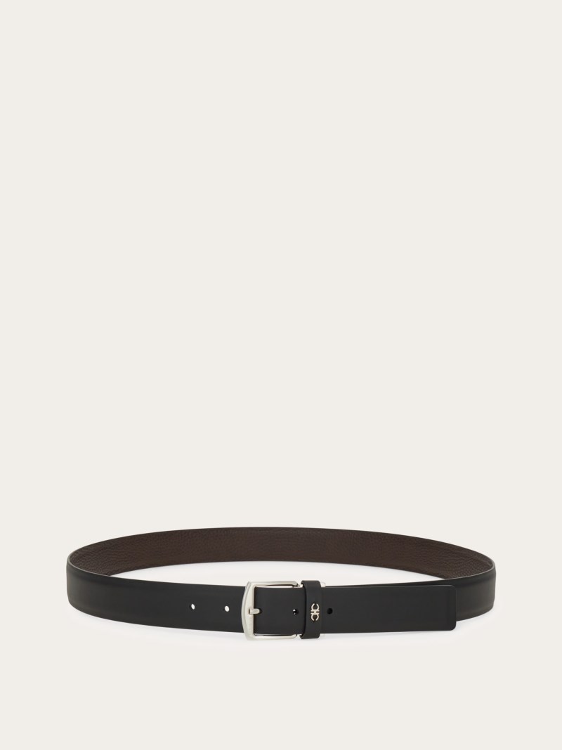 Ferragamo | Men's Reversible And Adjustable Belt - Testa Di Moro/Black