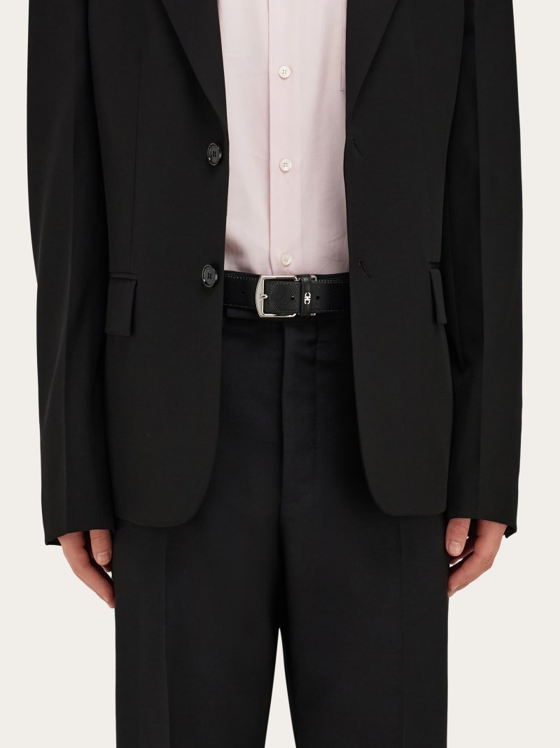 Ferragamo | Men's Reversible And Adjustable Belt - Testa Di Moro/Black