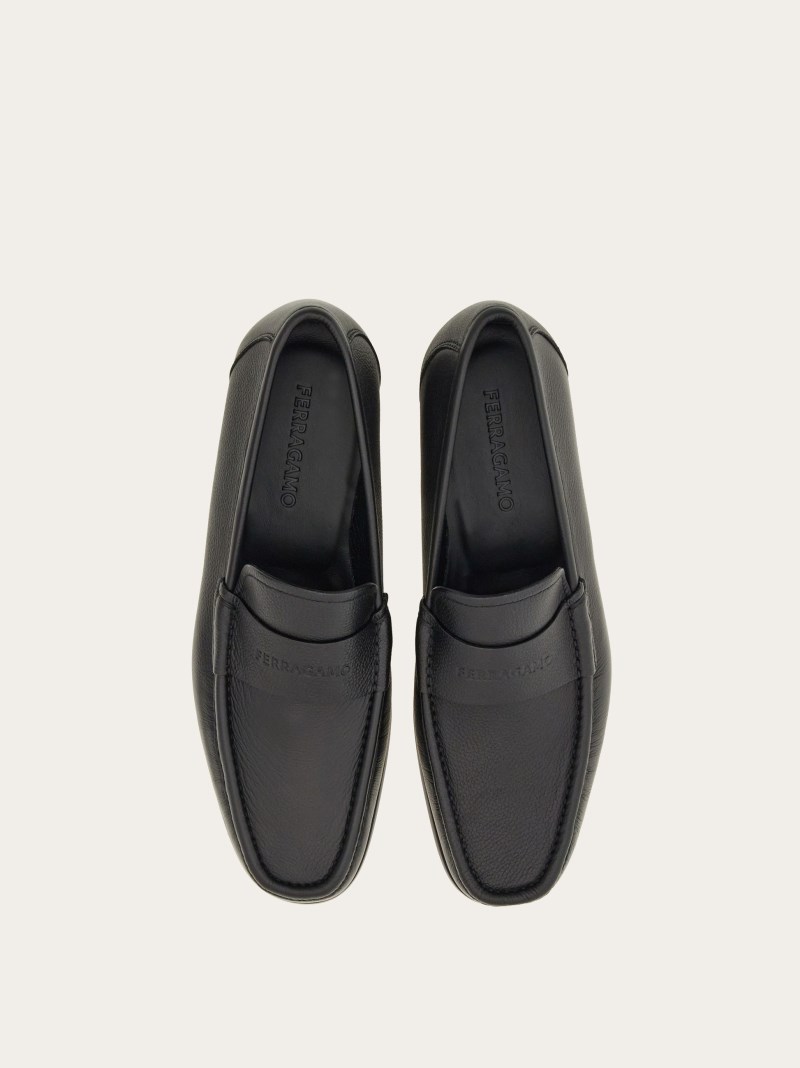 Ferragamo | Men's Moccasin With Signature - Black