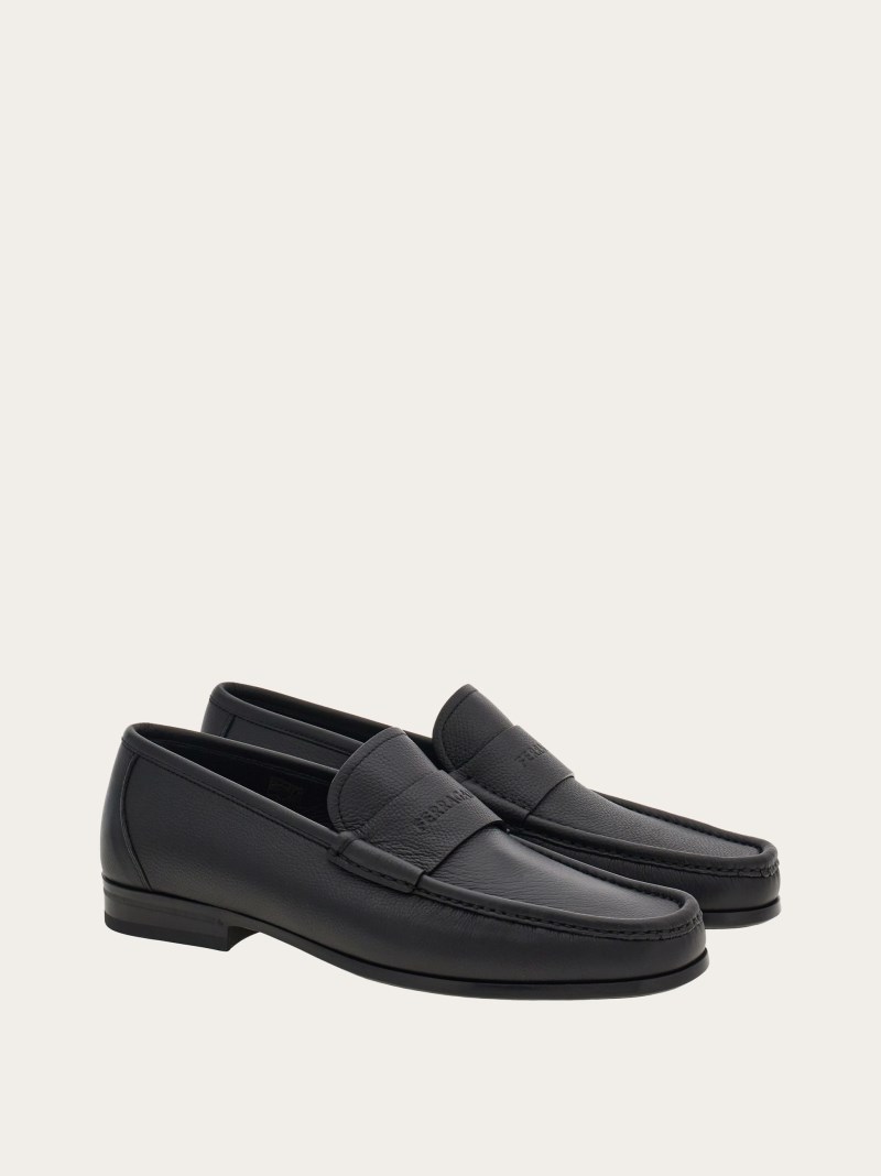Ferragamo | Men's Moccasin With Signature - Black