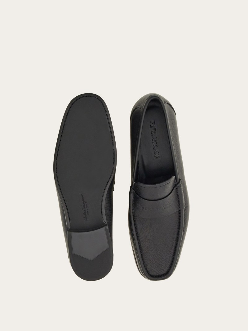 Ferragamo | Men's Moccasin With Signature - Black