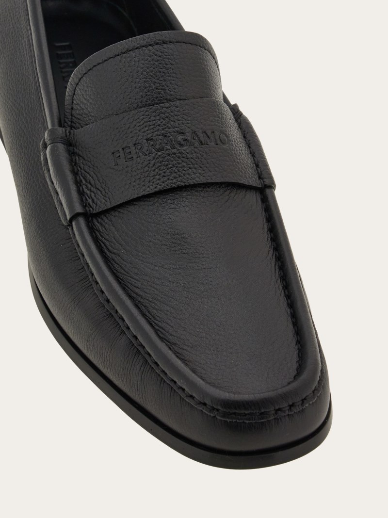 Ferragamo | Men's Moccasin With Signature - Black