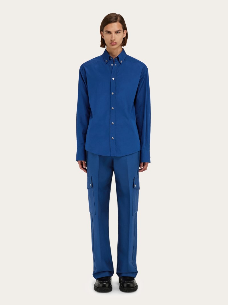 Ferragamo | Men's Button Down Shirt - Teal Blue