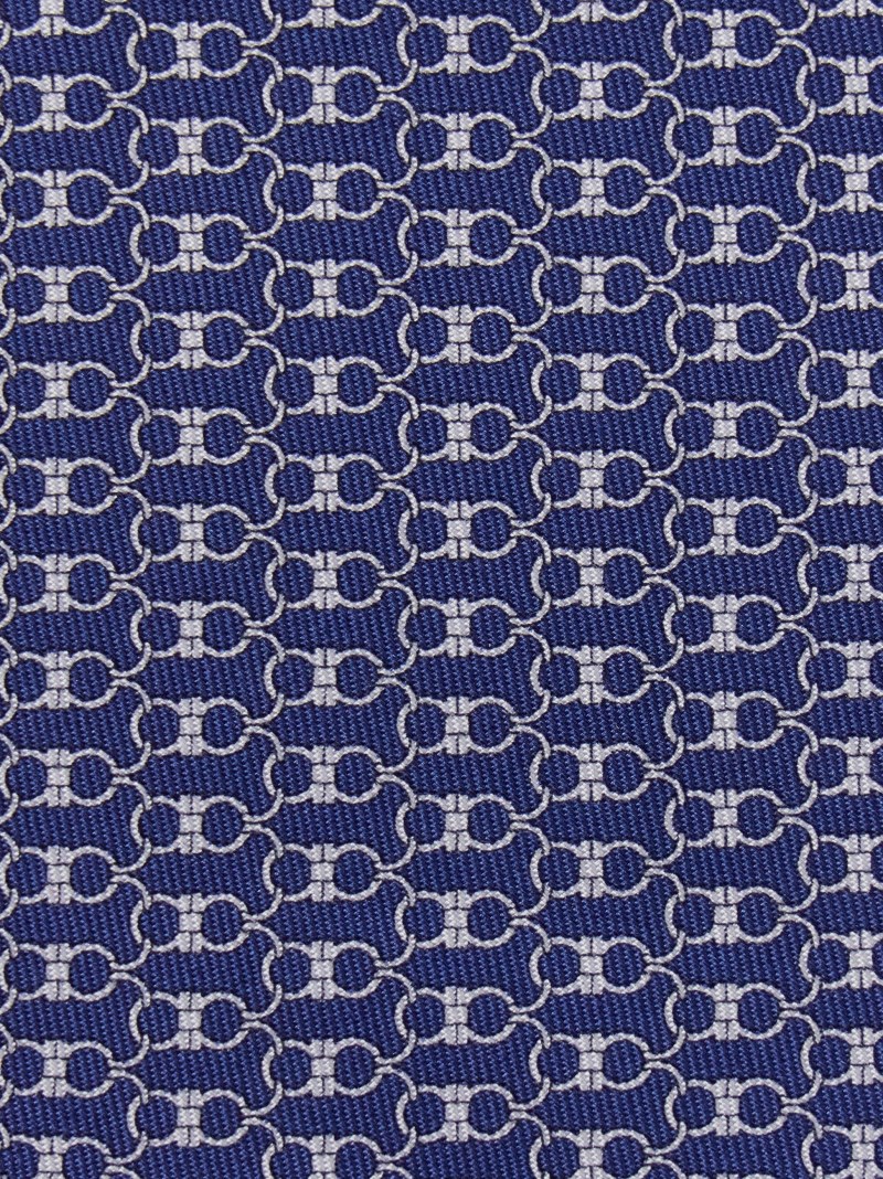 Ferragamo | Men's Gancini Print Silk Tie - Navy Blue