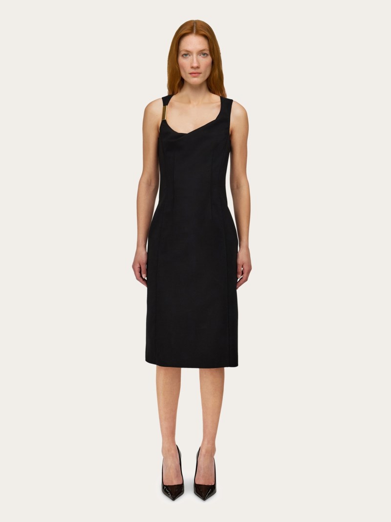 Ferragamo | Women's Corseted Dress With Gathered Neckline - Black