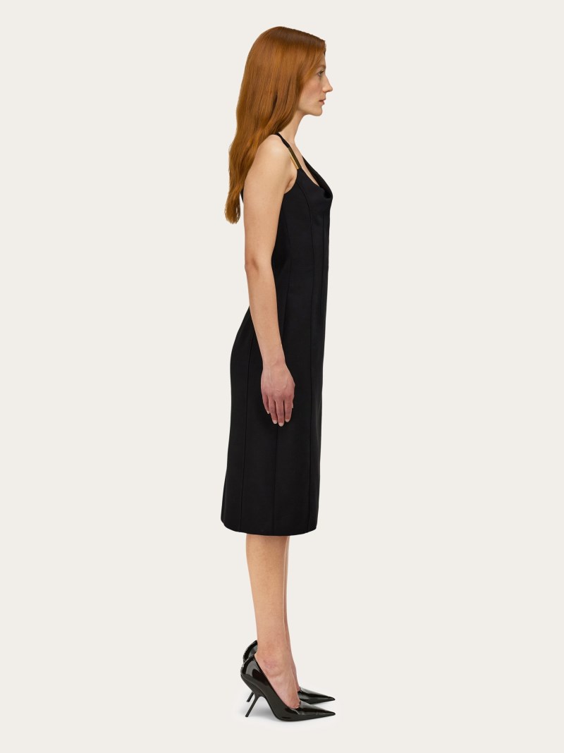 Ferragamo | Women's Corseted Dress With Gathered Neckline - Black