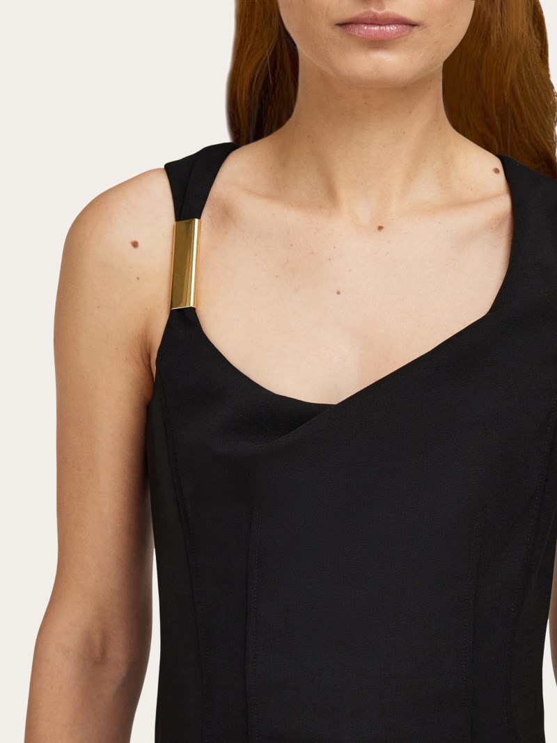 Ferragamo | Women's Corseted Dress With Gathered Neckline - Black
