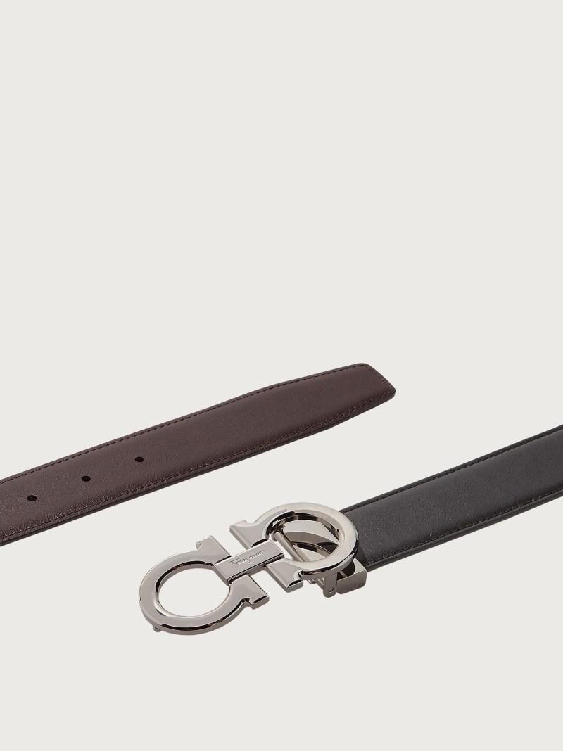 Ferragamo | Men's Reversible And Adjustable Gancini Belt - Black