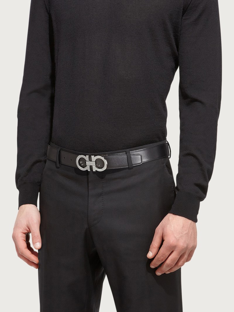 Ferragamo | Men's Reversible And Adjustable Gancini Belt - Black