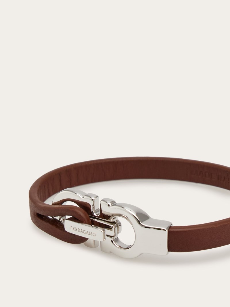 Ferragamo | Men's Gancini Bracelet - Brown (Size 19)