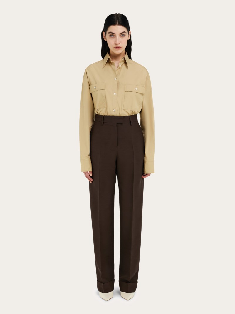 Ferragamo | Women's Turn Up Trouser - Espresso