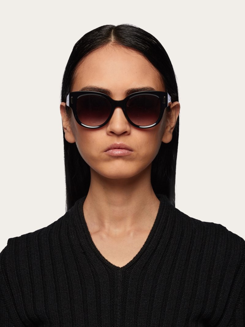 Ferragamo | Women's Sunglasses - Black/Gradient Grey