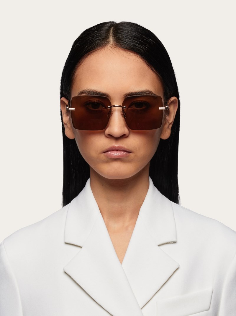 Ferragamo | Women's Sunglasses - Rose Gold/Dark Brown