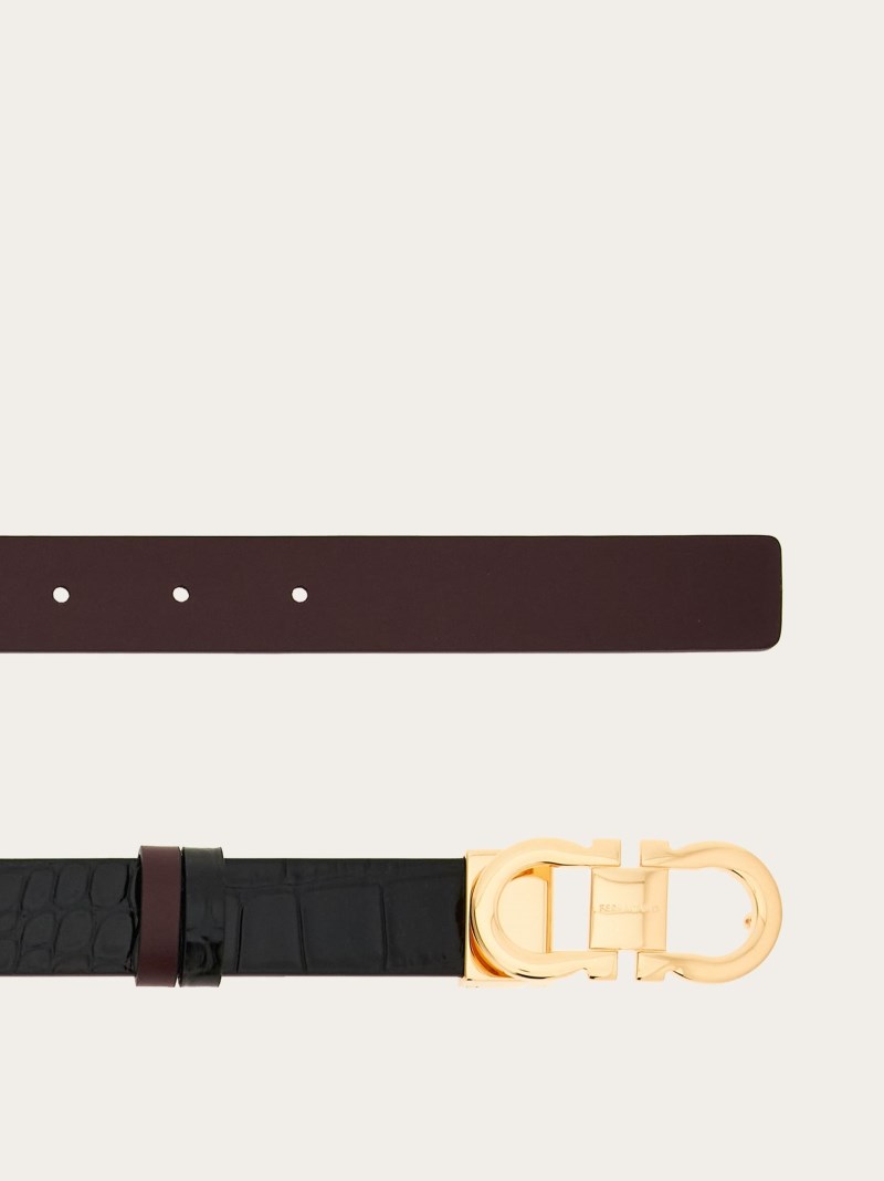 Ferragamo | Women's Reversible And Adjustable Gancini Belt - Black/Dark Barolo