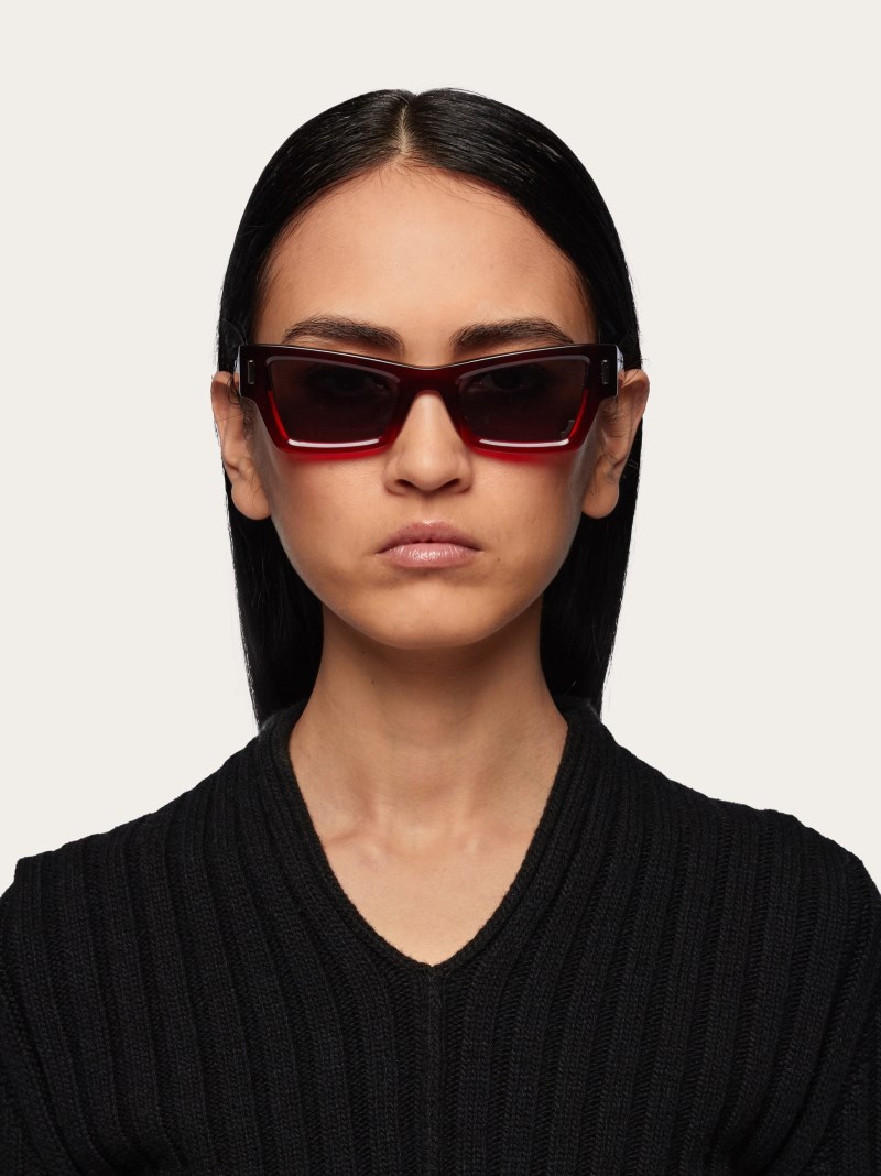 Ferragamo | Women's Sunglasses - Transparent Red/Grey