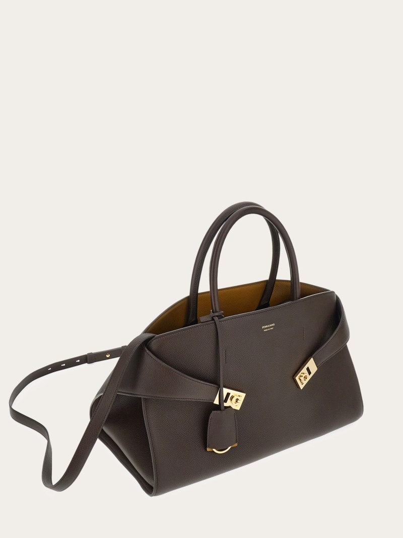 Ferragamo | Women's Hug Bicolor Handbag - Testa Di Moro/Burnt Ocher