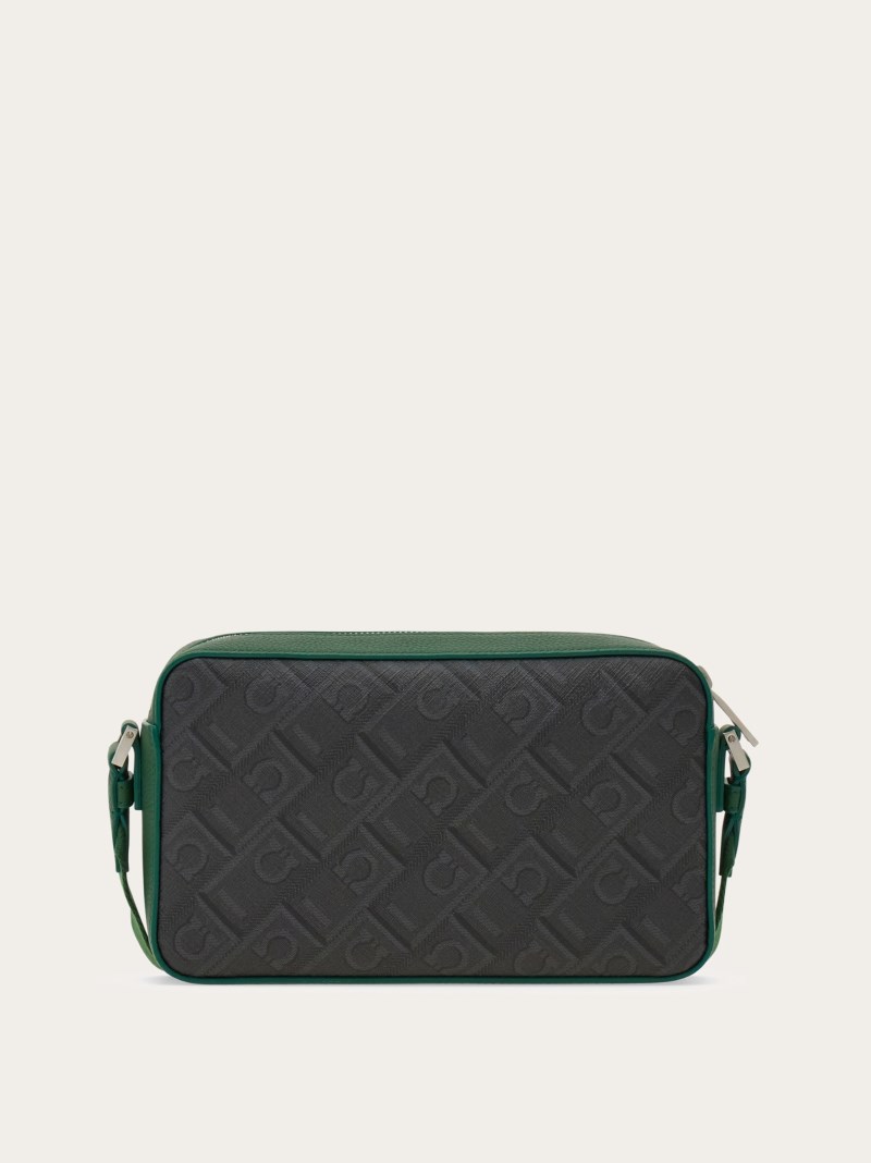 Ferragamo | Men's Monogram Crossbody Bag - Black/Grey/Forest Green