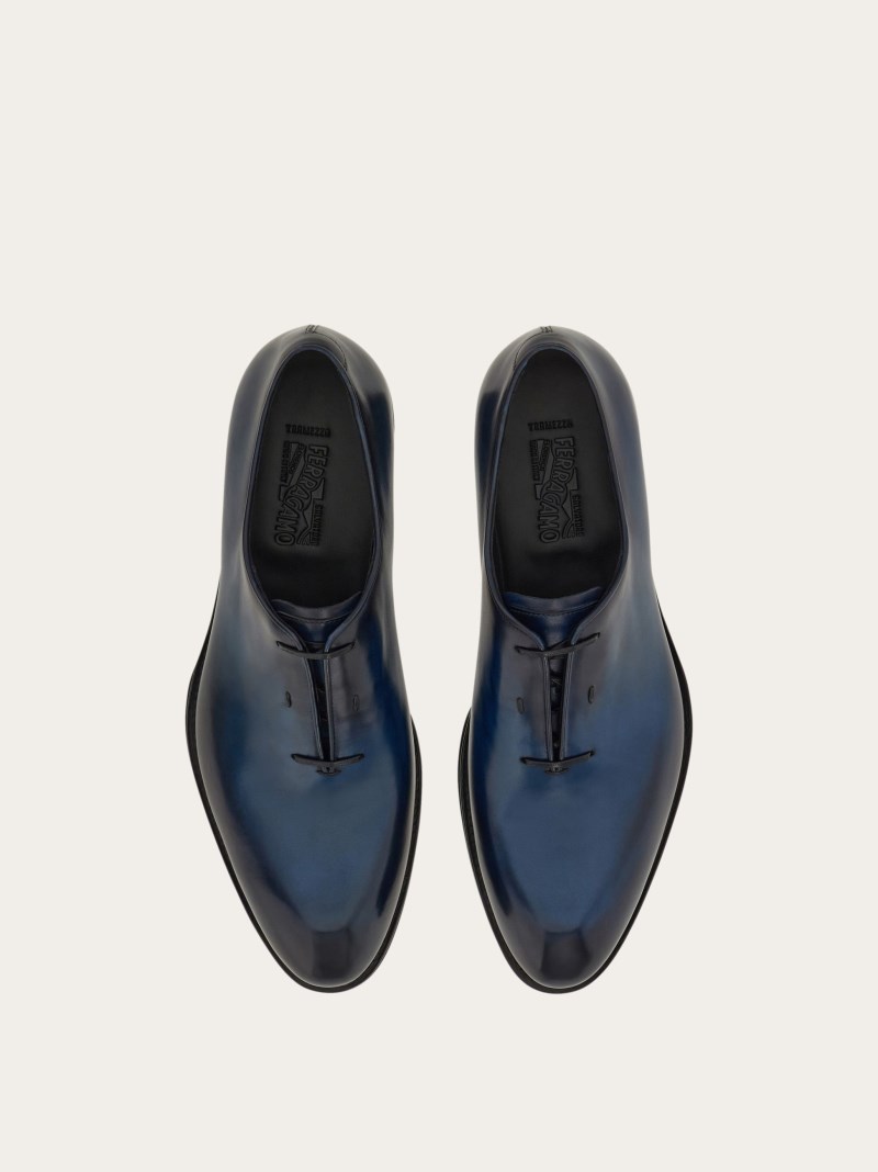 Ferragamo | Men's Tramezza Oxford With Covered Laces - Teal Blue/Black