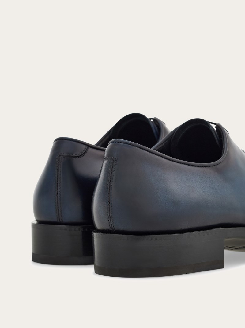 Ferragamo | Men's Tramezza Oxford With Covered Laces - Teal Blue/Black