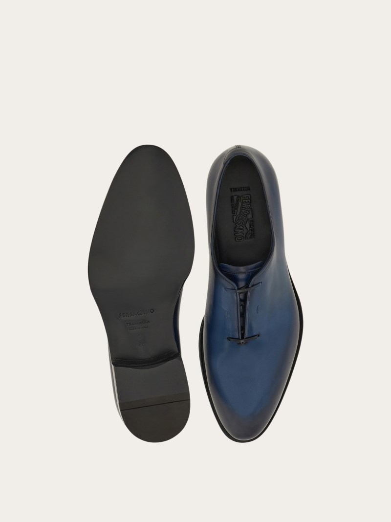 Ferragamo | Men's Tramezza Oxford With Covered Laces - Teal Blue/Black