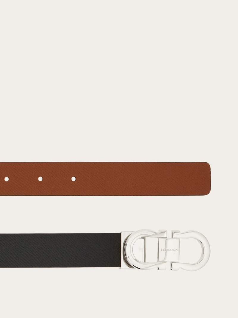 Ferragamo | Women's Adjustable And Reversible Gancini Belt - Cognac/Black