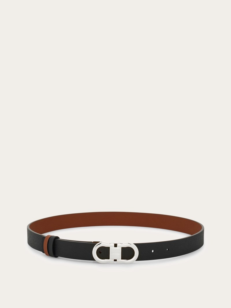 Ferragamo | Women's Adjustable And Reversible Gancini Belt - Cognac/Black