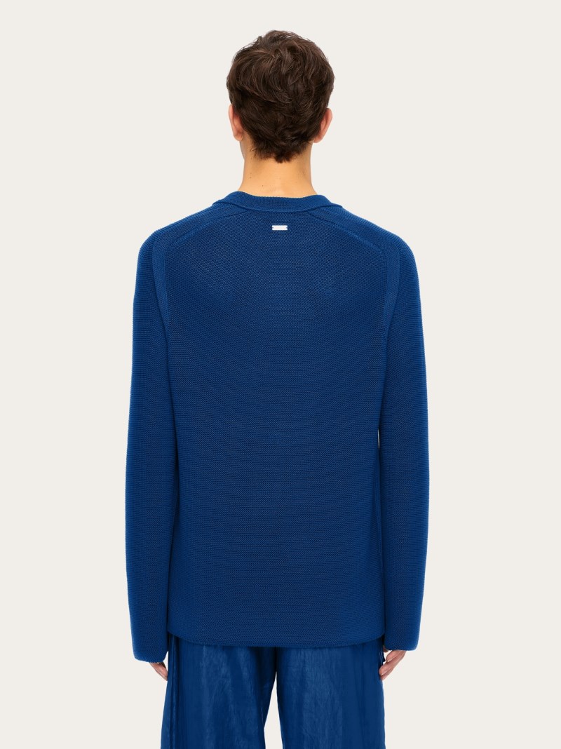 Ferragamo | Men's V-Neck Sweater - Teal Blue