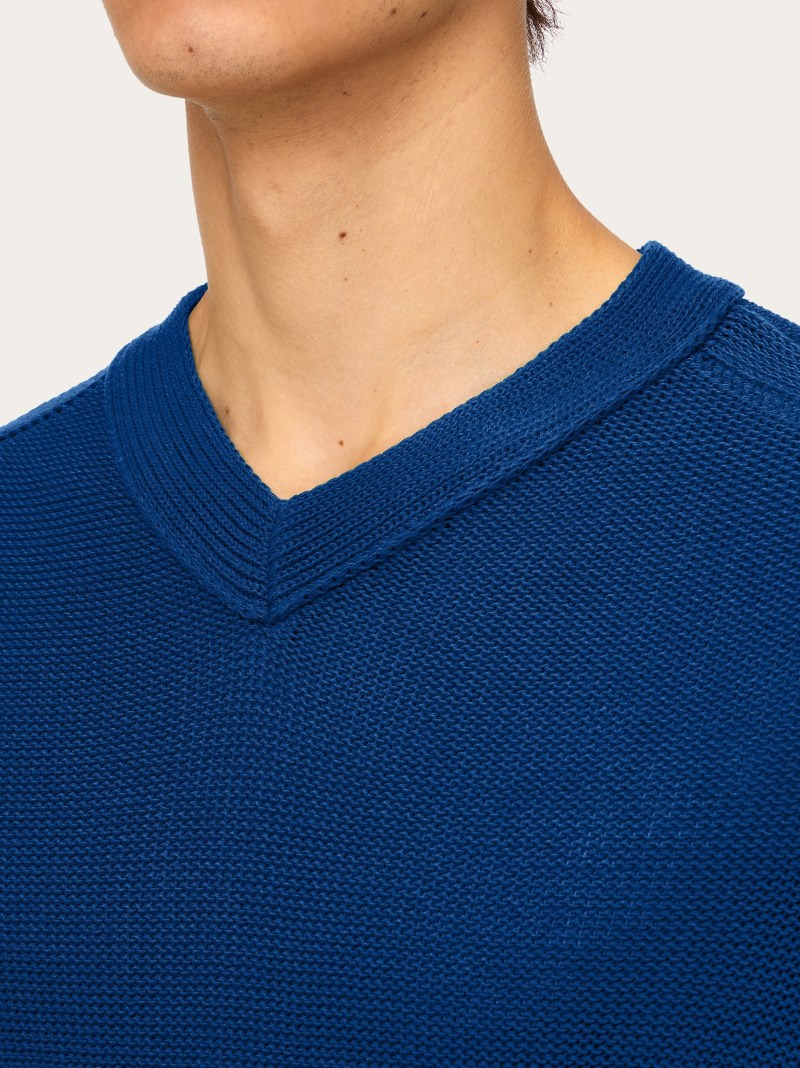 Ferragamo | Men's V-Neck Sweater - Teal Blue