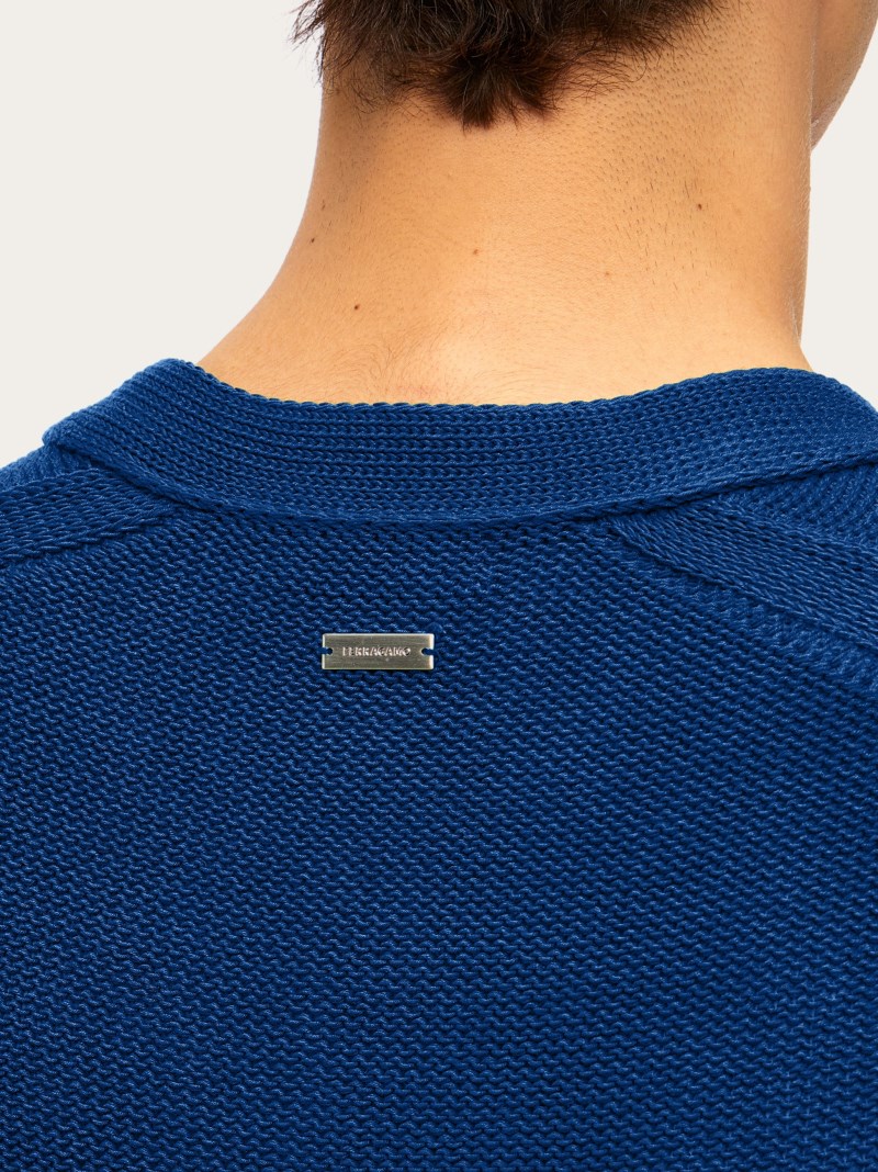 Ferragamo | Men's V-Neck Sweater - Teal Blue