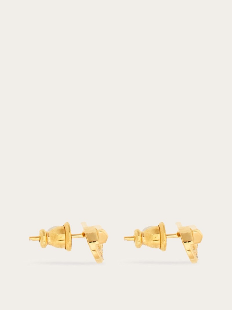 Ferragamo | Women's Gancini Earrings With Rhinestones - Gold (Size 10)