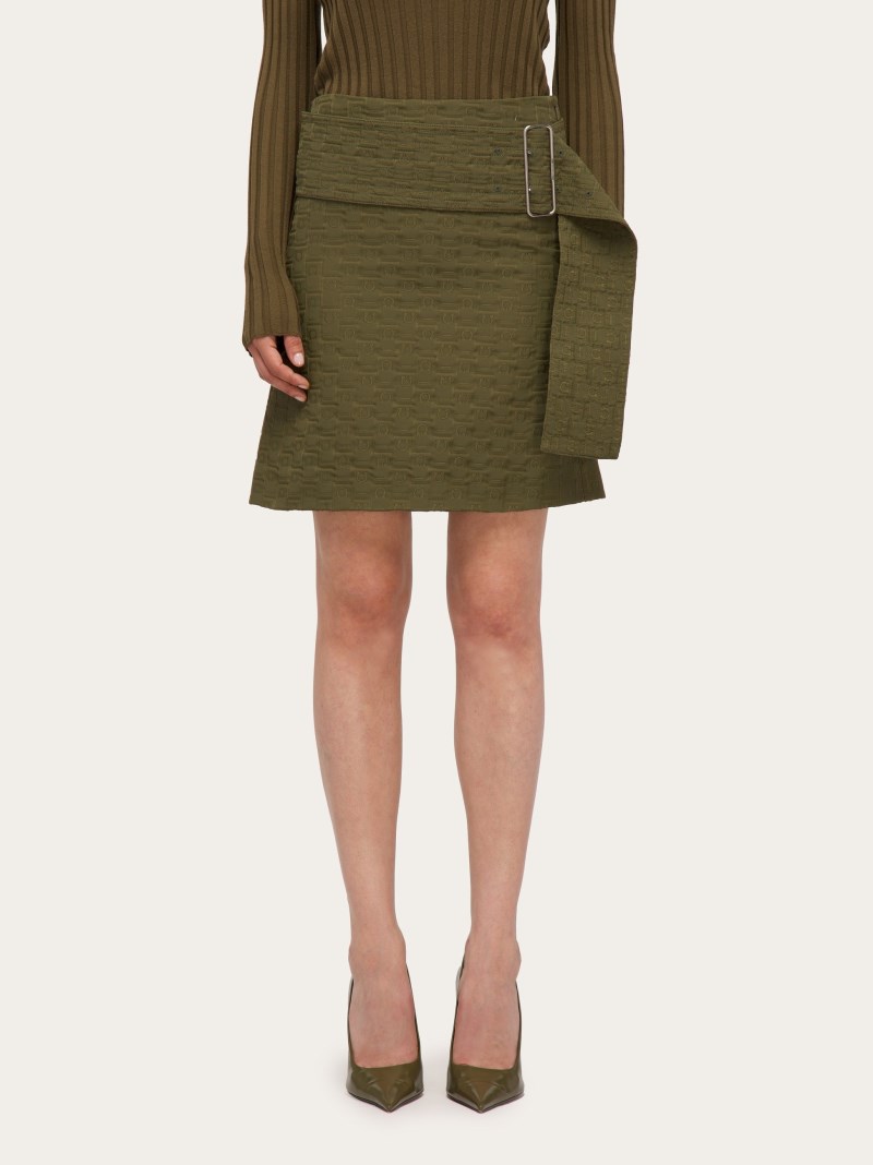 Ferragamo | Women's Monogram Skirt - Olive Green