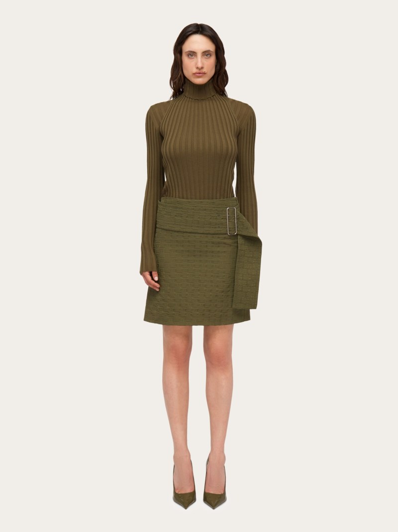 Ferragamo | Women's Monogram Skirt - Olive Green
