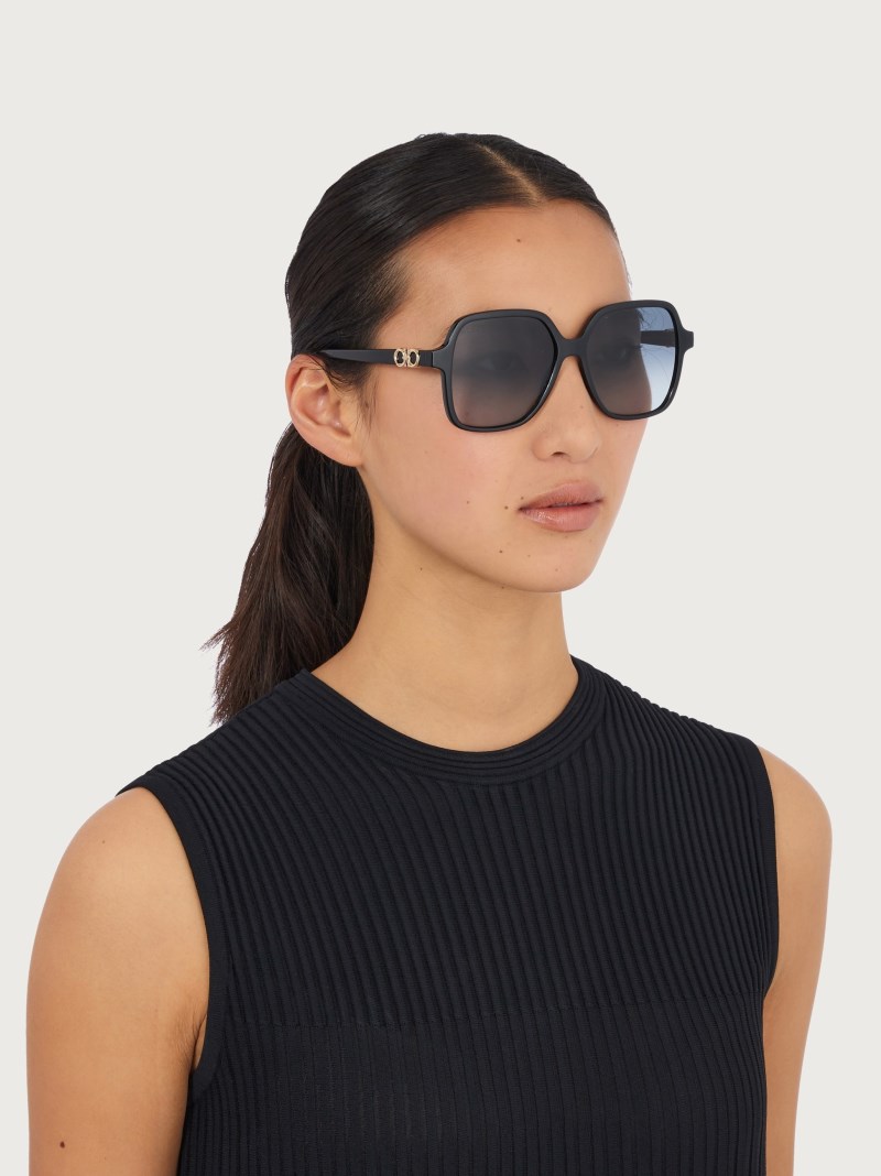 Ferragamo | Women's Sunglasses - Black/Gradient Blue
