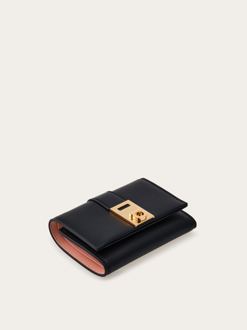 Ferragamo | Women's Hug Compact Two-Tone Wallet - Black/Nylund Pink