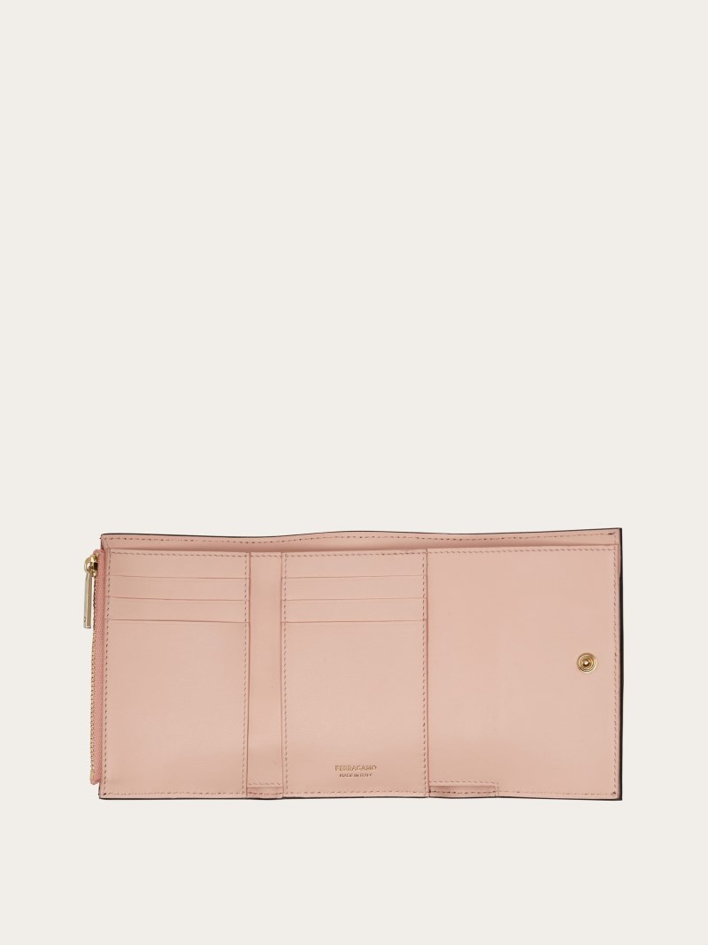 Ferragamo | Women's Hug Compact Two-Tone Wallet - Black/Nylund Pink