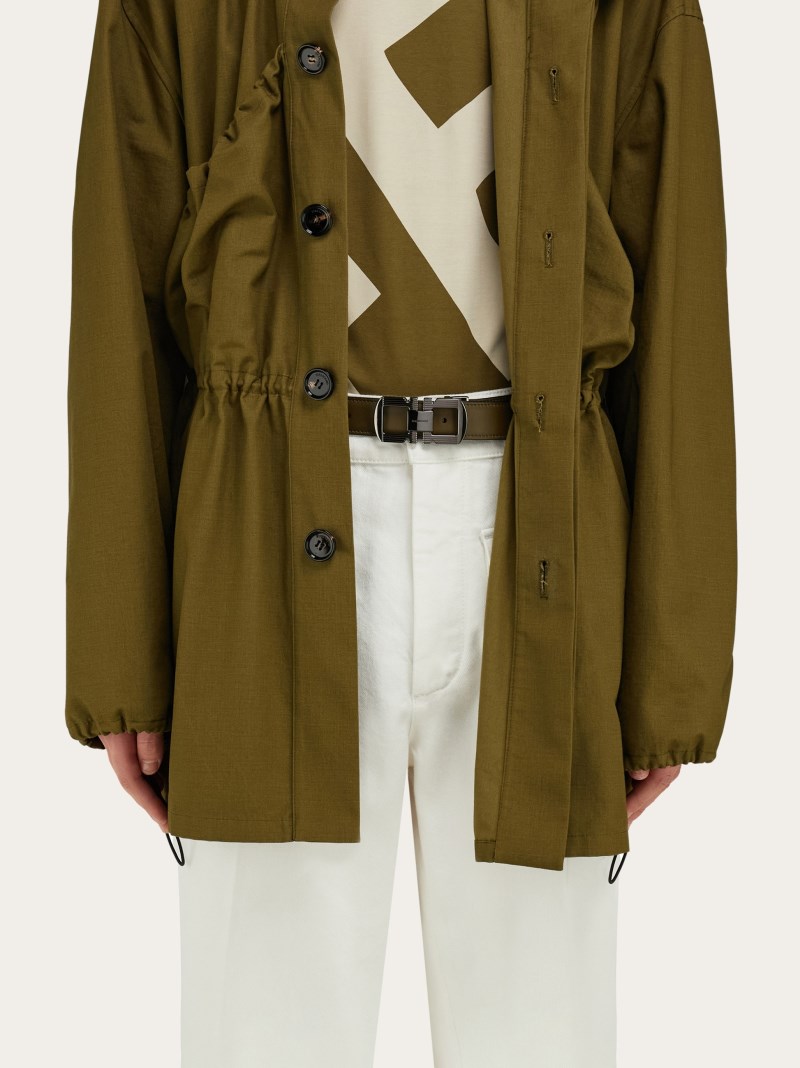 Ferragamo | Men's Reversible And Adjustable Gancini Belt - Olive Green/Black