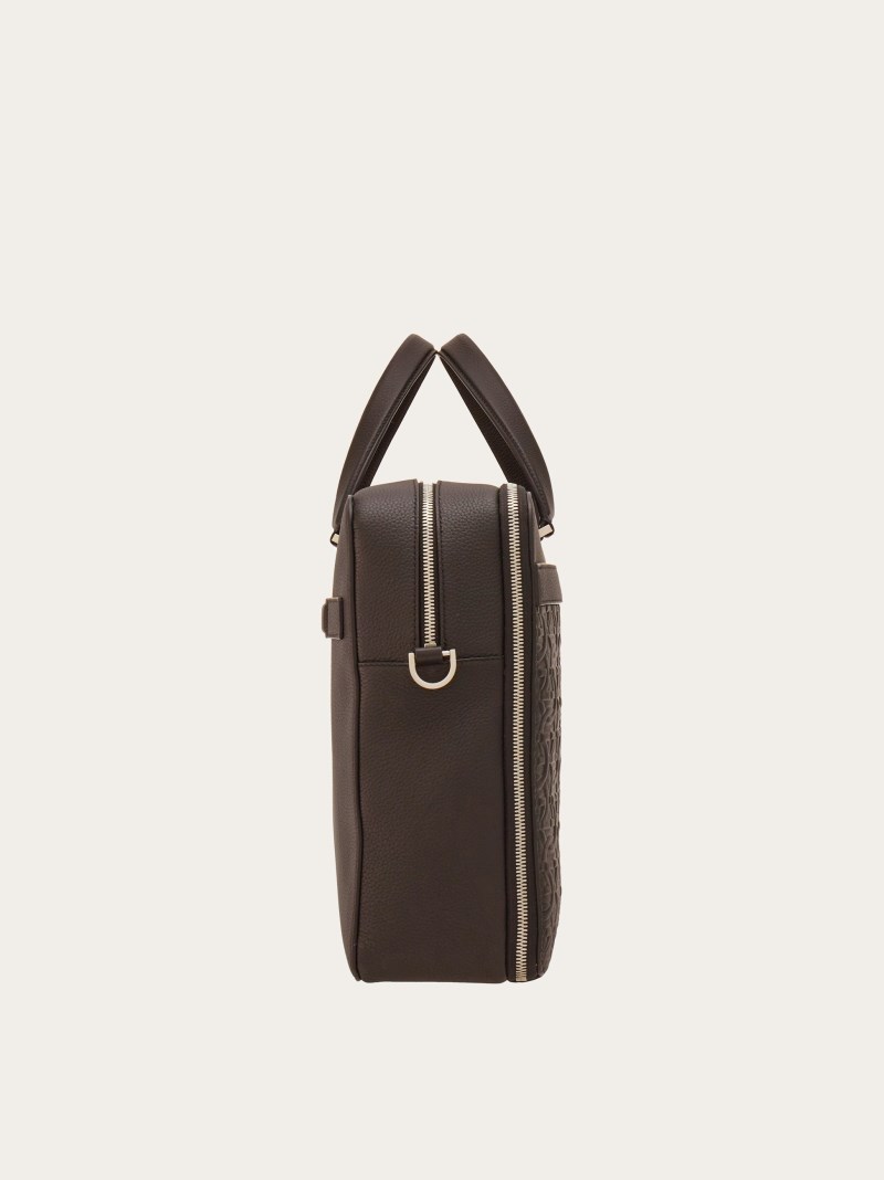 Ferragamo | Men's Embossed Gancini Business Bag - Testa Di Moro