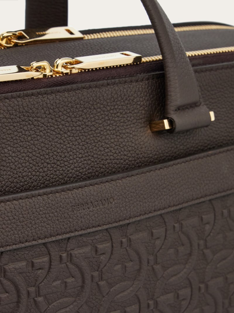 Ferragamo | Men's Embossed Gancini Business Bag - Testa Di Moro
